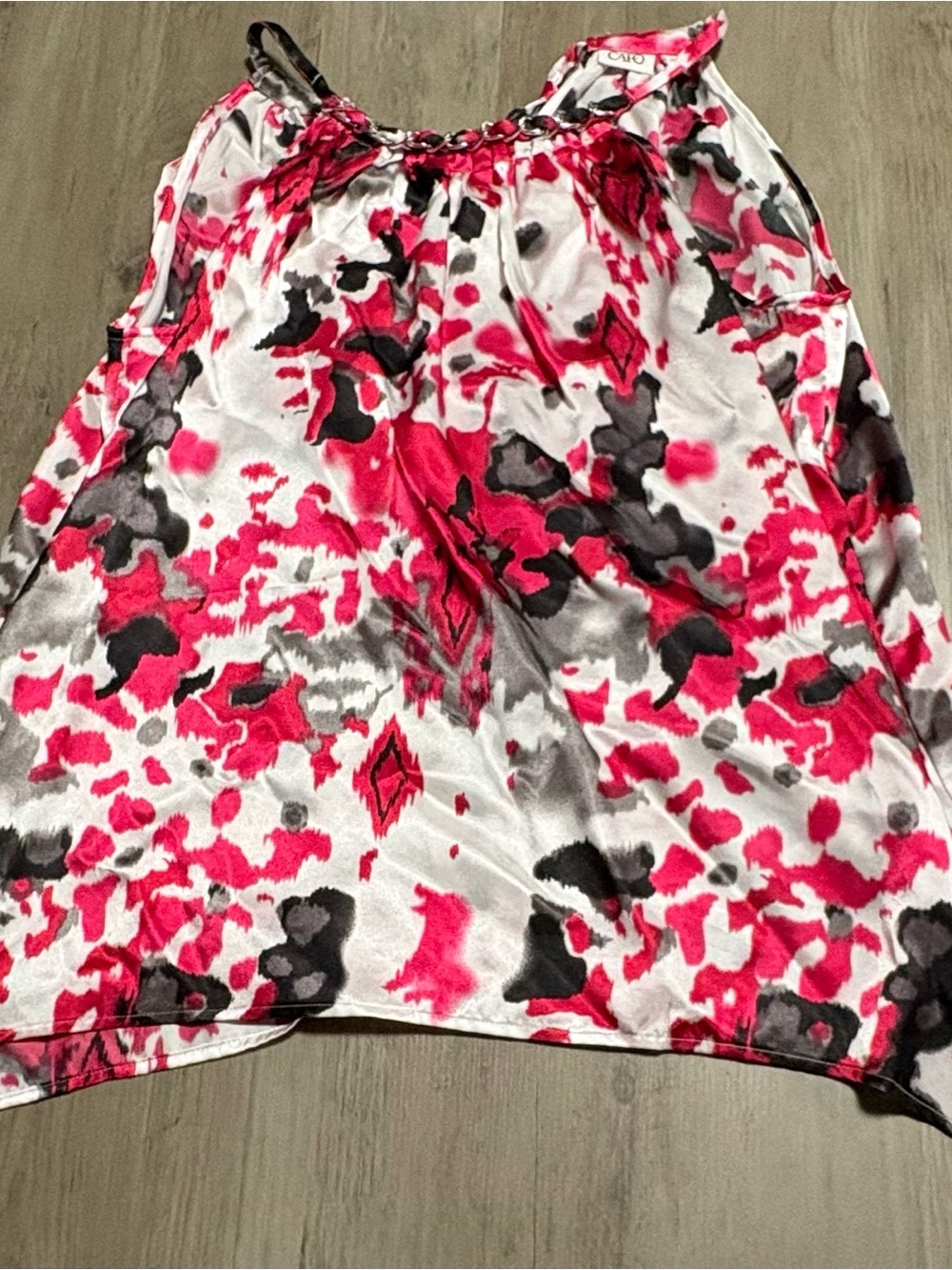 Cato Pink, Black & White Floral A-Line tank top size Large